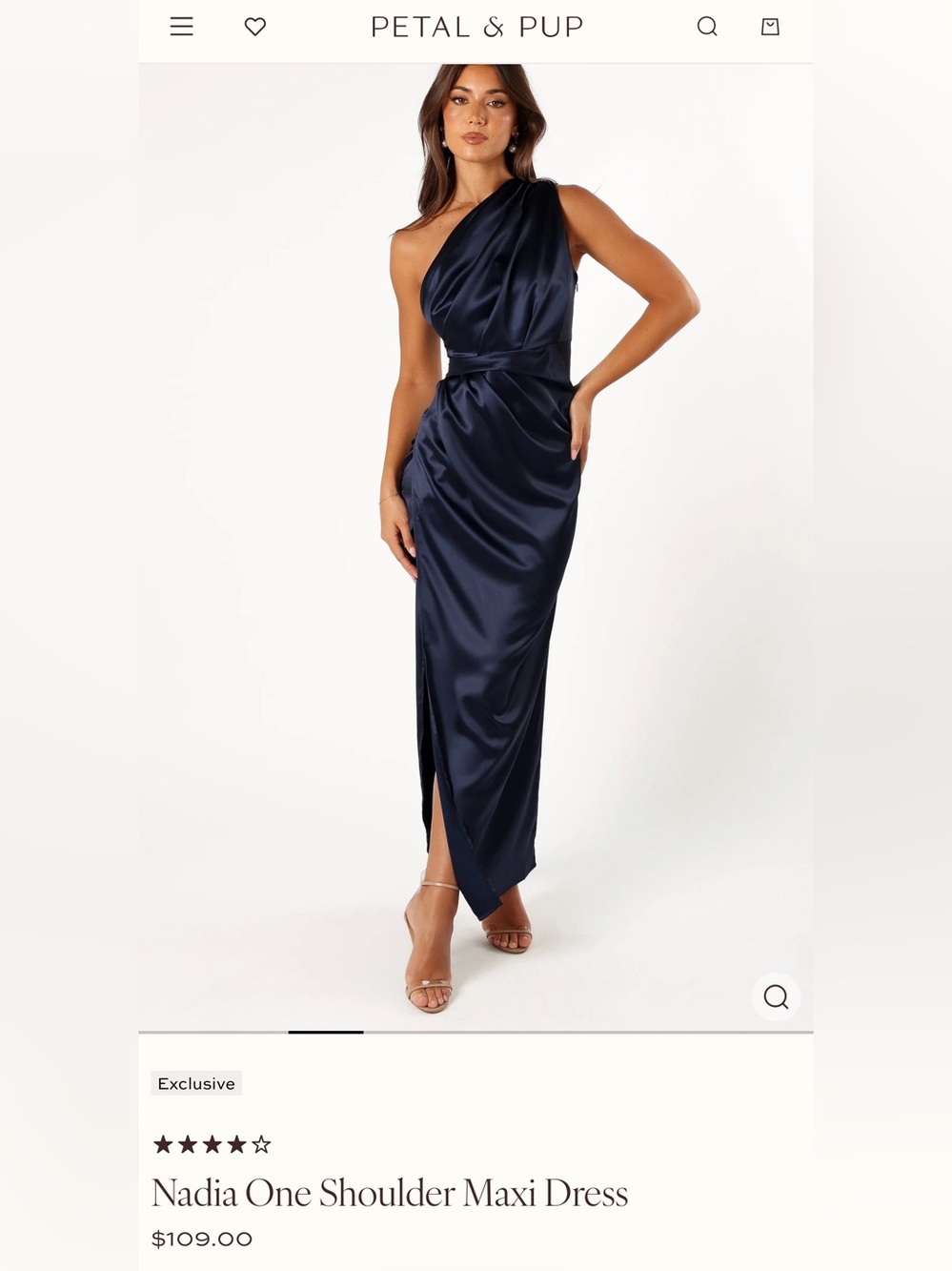Petal & Pup Navy One-Shoulder Maxi Dress